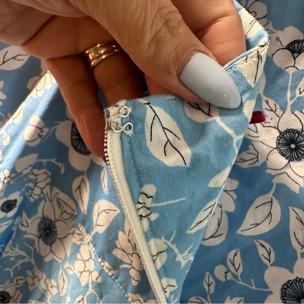 Hell Bunny Blue Floral 50s Retro Swing Dress 4XL Pockets Rockabilly Pinup Swing - Picture 9 of 14